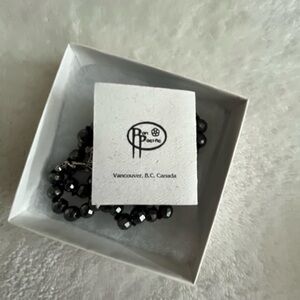 Black Beaded Necklace Minimalist Jewelry